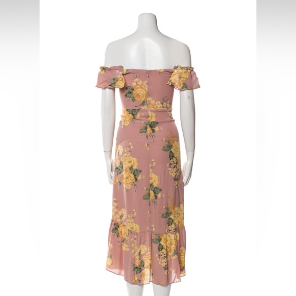 Reformation butterfly maxi dress in gwendolyn patter pink yellow floral ruffles - Picture 4 of 7